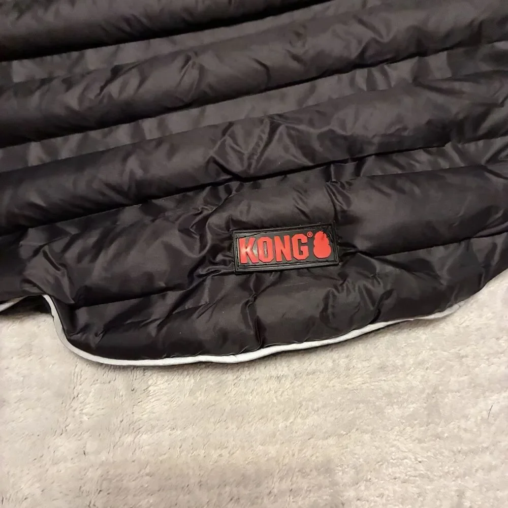 Kong Large Black Dog Parachute Puffer Jacket Reflective Waterproof Coat Size M